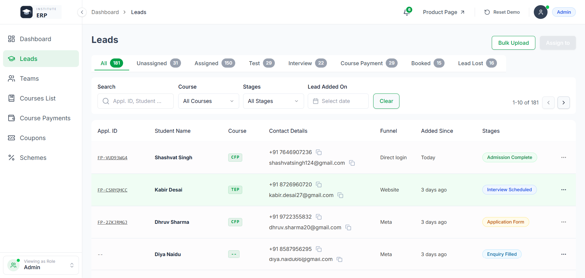 Centralized lead queue with counsellor assignment
